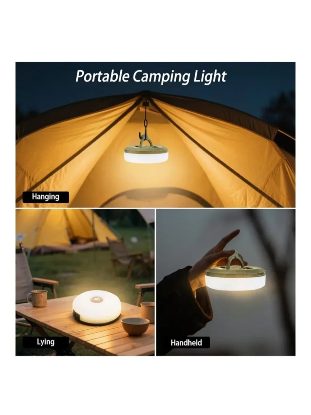 Cascade Rechargable Retractable Camping Lights 7 light modes 2 pack